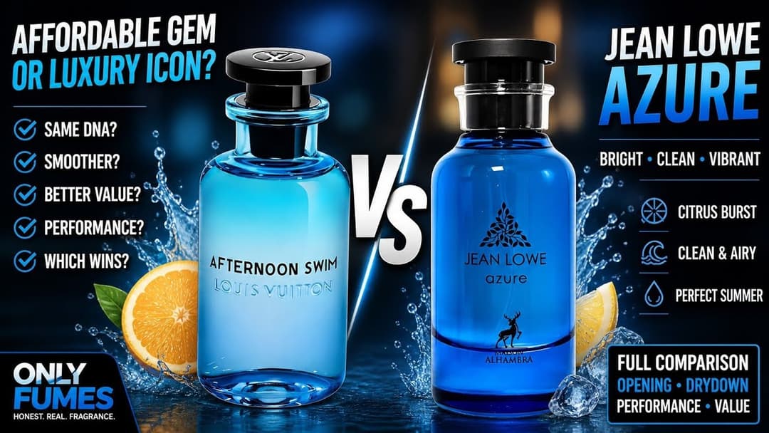 Jean Lowe Azure vs Louis Vuitton Afternoon Swim Comparison Review #maisonalhambra #perfume #cologne 