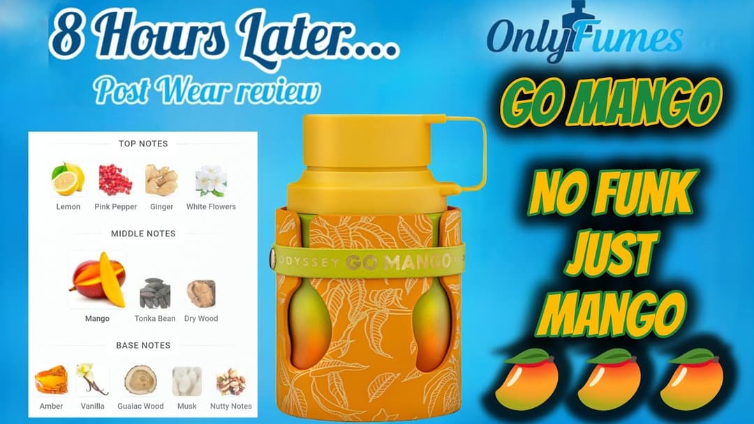 Odyssey Go Mango Dry Down & Post Wear Mango With Warm Clean Amber Depth #armaf #cologne #fragrance